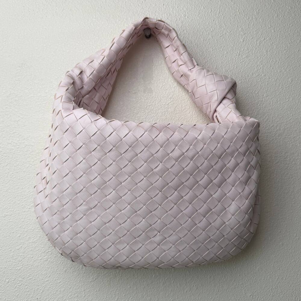 Bottega Veneta Teen Jodie Intrecciato Pink Leather Hobo Shoulder Bag